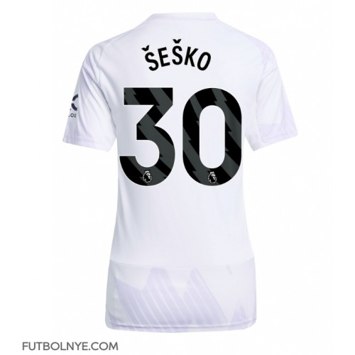 Camiseta Manchester United Benjamin Sesko #30 Visitante Equipación para mujer 2025-26 manga corta